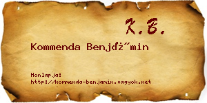Kommenda Benjámin névjegykártya